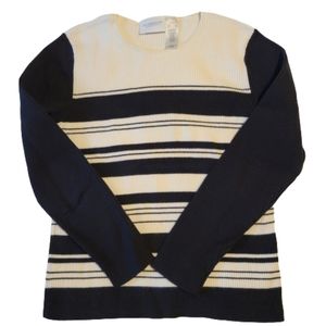 Liz Claiborne Basic Ripped Striped Long Sleeves Round Neck Sweater Women's small